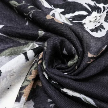 Mode Efteråret Kvinder Viscose Tørklæde Sort Retro Blomster Kvast Stranden Hijab, Sjaler og Wraps Kvindelige Foulards Echarpe Muslimske Hijab