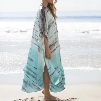 Chiffon Beach Cover up tunika styles til Stranden Lange Kaftan Bikini Dække op Robe de Plage Sarong Stranden Badedragt coverup