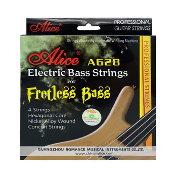 Alice Fretless Bass String Komplet Sæt 4 stykker Elektrisk Bas Guitar Dele, Tilbehør Koncert Strenge A628