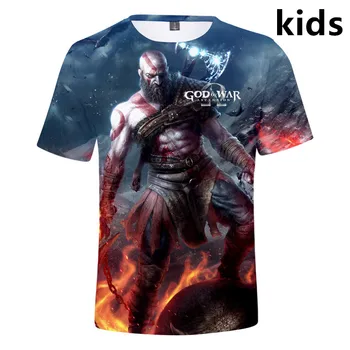 3 til 13 år, kids t-shirt Gud for Krig, 3d-t-shirts drenge piger Blod RØDE Linjer Ansigt Trykte tegneserie t-shirts tee børn tøj