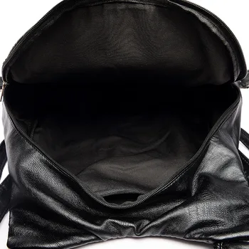 Multifunktionel rygsæk kvindelige skuldertaske sort Skole Taske Til Teenage-Piger Blød Pu Læder, anti tyveri rygsæk Rejse taske