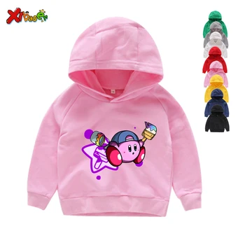 Søde Kirby Pige Spil Kids Hættetrøjer Sweatshirts Kirby Stjerne Allierede Tegn Børn Vinteren Sort Tøj for Sweatshirts og Hættetrøjer