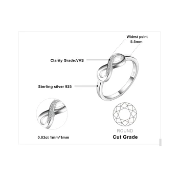 JewelryPalace Infinity-års Jubilæum Cubic Zirconia Ringe 925 Sterling Sølv Ringe for Kvinder Sølv 925 Smykker Fine Smykker