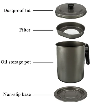 1.7 L madolie Opbevaring Kan Dispenser Beholderen med Rustfrit Stål Filter Olie Pot Flasker Strainer Køkken Restaurant Værktøjer