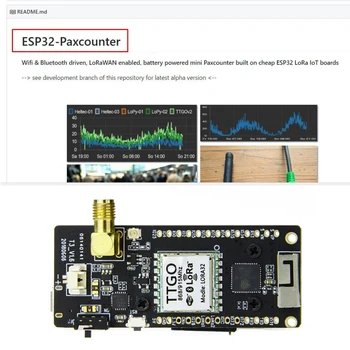 TTGO ESP32-Paxcounter LoRa32 V2.1 Version 1.6 433/868/915MHZ LoRa ESP-32 OLED-0.96 Tommer SD-Kort, Bluetooth, WIFI Modul SMA