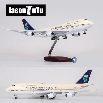 JASON TUTU 47cm Saudi Arabian Airlines Boeing B747 Fly Model Fly modelfly Harpiks Trykstøbt 1:150 Skala med Lys & Wh
