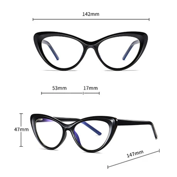 Peekaboo klart cat eye kvindelige briller tr90 dame tilbehør blå lys blokering briller for kvinder sort brun dekoration