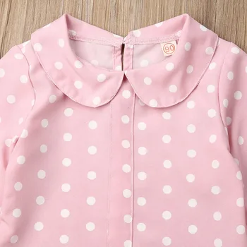 Casual Outfit 2stk Toddler Børn Spædbarn Baby Piger Tøj Foråret langærmet Pink Dot Top Bluse med Blonder Tutu Nederdel Kjole