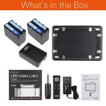 Godox LED500LRC 3300-5600K 500 LED Video Light Lampe + Remote til DV-Camcorder-Kamera +NP970 Batteri (6600mAh) + Lader