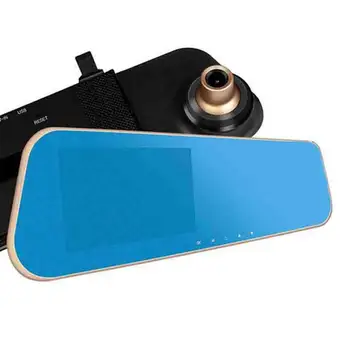 4.3 Dash Cam Foran Og bakspejl Kameraet Optager 1080P Vidvinkel Night Vision Blå Spejl Bil Action-Kamera