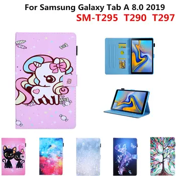 Børn Tegnefilm Stå Flip Blød Silikone Tilbage PU Læder taske Til Samsung Galaxy Tab ET 8,0 2019 SM-T290 T295 T297 Tablet Cover