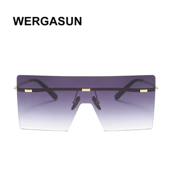 WERGASUN square Solbriller Mænd Brand Designer Høj Kvalitet Overdimensionerede Solbriller Til Kvinder Solbrille Metal UV400 Spejl