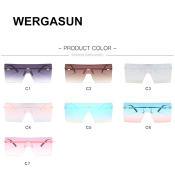 WERGASUN square Solbriller Mænd Brand Designer Høj Kvalitet Overdimensionerede Solbriller Til Kvinder Solbrille Metal UV400 Spejl