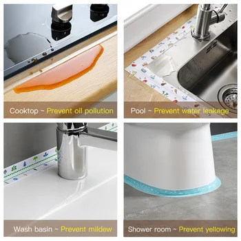 Badeværelse Brusebad Vask Badekar Forsegling Strip Klistermærker Vandtæt Wall Sticker til Køkken Anti-mug Tape, selvklæbende Søm Klistermærker