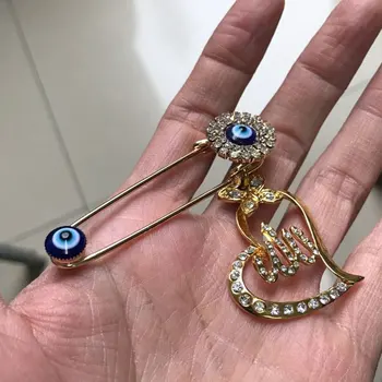 Allah tyrkisk onde øjne Baby Pin Rustfrit stål broche islam muslimske smykker