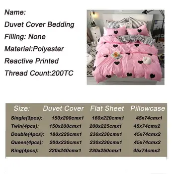30 Pink Farve Hjertet Trykt Sengetøj Sæt Enkelt-Dobbeltværelse Med Queensize-King Size Sengetøj Sæt Par Sæt Sengelinned Quilt Dækning Af Sengelinned