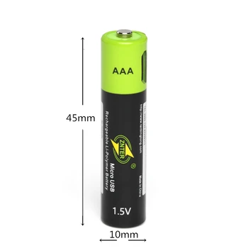 Hot salg 4STK ZNTER USB-1,5 V AAA genopladelige batteri USB-600mAh genopladeligt lithium-polymer-batteri +1STK Mikro-USB-kabel