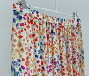 Blomster Print Kvinder Midi-Plisseret Nederdel Damer Høj Talje Mode Vilde Stilfulde Kvindelige Lange Nederdele Tøj 2020 Sping Sommer