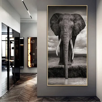 Sort Og Hvid Afrikanske Elefant Lærred Malerier På Væg Kunst, Plakater Og Prints Dyr Lærred Kunst Billeder Cuadros Indretning