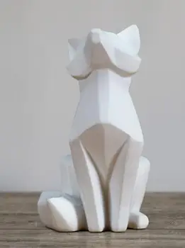 Enkle Hvide Abstrakte Geometriske Fox Skulptur Ornamenter Moderne Hjem Dekorationer Dyr Statuer