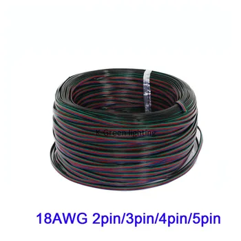 Høj kvalitet 10m 20mX 18AWG 2pin/3pin/4pin/5pin/ LED strip connect linje LED-wire kabel-gratis fragt