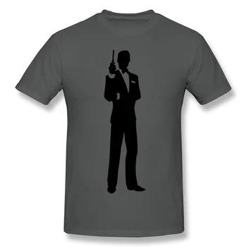 Hemmelig Agent Sort Silhuet T-Shirt Hvid 007 trykt Tshirt Sommeren store t-shirts