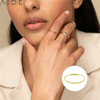 Aide S925 Sterling Sølv Ringe til Kvinder, Minimalistisk, Klassisk Bryllup Band Fine Engagement Gave Ring Smykker Anillos