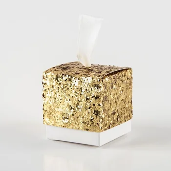 Nye Guld Sølv Kreative Glitter Candy Box Bryllup Favoriserer og Gaver Max Baby Vist Gave Poser Part Festlig Indpakning af Forbrugsstoffer