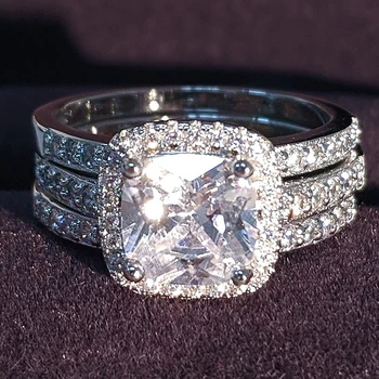 Moonso 925 Sterling Sølv Ring Sæt Engagement O Finger for Kvinder, Bryllup, engagement brude gommen kvinder 2020 nye Smykker R4210X