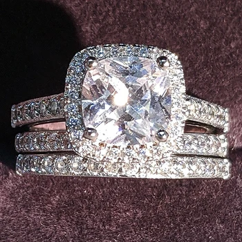 Moonso 925 Sterling Sølv Ring Sæt Engagement O Finger for Kvinder, Bryllup, engagement brude gommen kvinder 2020 nye Smykker R4210X