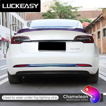 LUCKEASY Udvendige ændring ABS bil bageste tågelygter Dekoration strip for Tesla Model3 2017-2020 stjernehimmel kamæleon-serien
