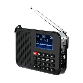 Solar Bærbare FM-Lomme Radio Højttaler Musik Afspiller med Lommelygte,Sleep Timer, Støtte TF Kort