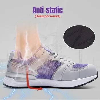 LARNMERN Kvinder Stål Toe sikkerhedssko SRC Non-slip Anti-statisk Sneaker Anti-punktering Reflekterende Arbejde Støvler Fashion Sneaker