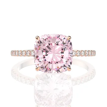 PANSYSEN 18K Rosa Guld Farve Kvinder Fine Smykker Ringe Massiv 925 Sterling Sølv Natural Pink Kvarts Diamant Ring Bryllup Gaver