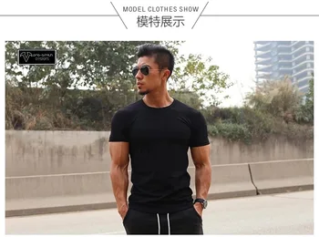 V986-Workout fitness mænd kortærmet t-shirt mænd termisk muskel bodybuilding bære kompression Elastisk Slim-initiativet tøj