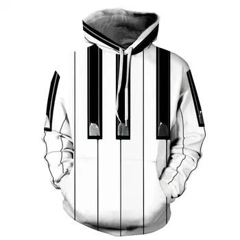Mænd Efteråret Overdimensionerede Hoodie Mænd Klaver 3D Printet Lange Ærmer Pullover Sweatshirt Top Løs Tee Outwear Brugerdefinerede Hoodie Masculino