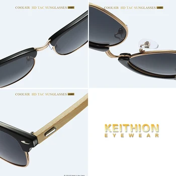KEITHION Brand Design Solbriller kvinder Polariseret Vintage Runde Bambus Ben Farve Briller Kvinde Mand sol briller Uv400
