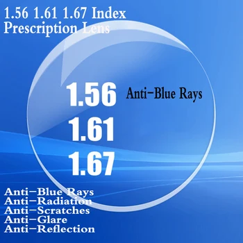 1.56 1.61 Indeks 1.67 Asfæriske Optiske Linse Recept Nærsynethed Presbyopi Opskrift Briller Lens Anti-Blå stråler, Anti-Blænding FT0002