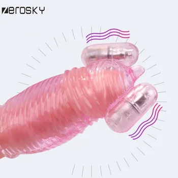 Zerosky Penis Hoved Vibratorer Glans Træner Forsinke Ejakulation Mandlige Køn Legetøj For Mænd Masturbator Massageapparat Dual Bullet Vibrator