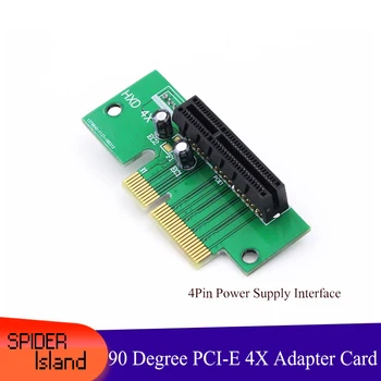 90 Graders PCI-E 4X Riser Card PCIe-4X-Adapter-Kort, Vandret Converter Kort med 4pin Strømforsyning Interface Card