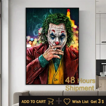 Movie Star Joker Olie på Lærred Maleri Tegneserie Joker Plakater og Prints Wall Decor Maleri Væg Billeder for Living Room Dekoration