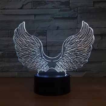 Angel Wing 3D LED-Lampe USB-Drevet Farverig Touch 3D-Night Light Bruser bordlampe Baby Sleepping Lys Kids Bedste Gaver Drop Skib
