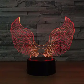 Angel Wing 3D LED-Lampe USB-Drevet Farverig Touch 3D-Night Light Bruser bordlampe Baby Sleepping Lys Kids Bedste Gaver Drop Skib