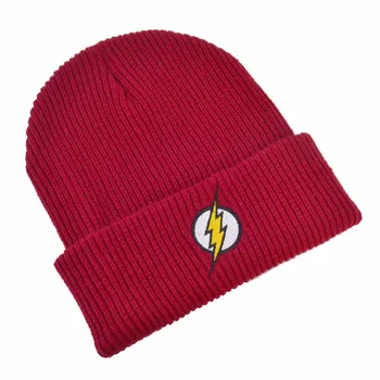 Mænd Kvinder Vinter Hat Huer Skullies Strikkede Hat Flash Helten Barry Allen Embroid Strik Hat Varm Hip-Hop Cap Julegave