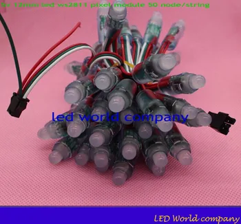 Gratis shippings 12mm WS2811 IC Fuld Farve Pixel LED-Modul Lys DC 5V input IP68 vandtæt RGB-farve Digital LED Pixel Lys