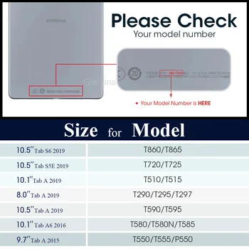 Taske til Samsung Galaxy Tab 10.1 2019 Tilfælde SM-T510 T500 T580 T550 T590 T290 T860 T725 Slim Læder Cover med Magnetisk Lukning Capa