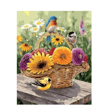 Fugl Maleri Af Antallet af Blomster Og Dyr Håndmalet DIY Kits 40x50 Billede På Lærred Farve Tegning Billede indenfor dekoration Kunst på væggene