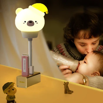 LED Søde Børn Nat Lys USB-Dekoration Nat Lampe Fjernbetjening Bære/Kat Indretning Lys for Børne Soveværelse Tegnefilm sengelampe