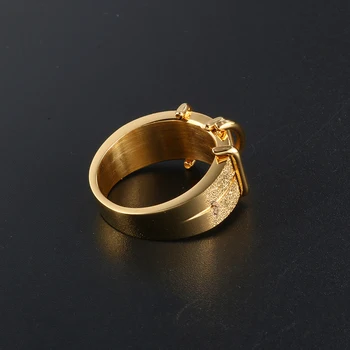 Høj Kvalitet Rustfrit Stål Ring Luksus Guld Farve Bryllup Engagement Matteret Par Ringe til Kvinder, Mænd Specielle Smykker