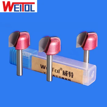 WeiTol 4 stk gratis fragt 6mm skaft CNC wood maskine i Solidt Hårdmetal Dobbelt bue rund bund smule for MDF PVC-akryl